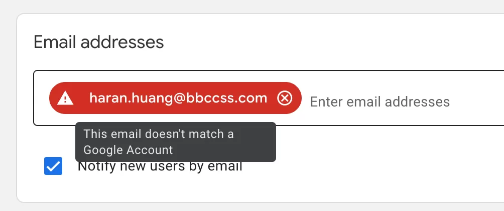 Error when Adding New User to GA4